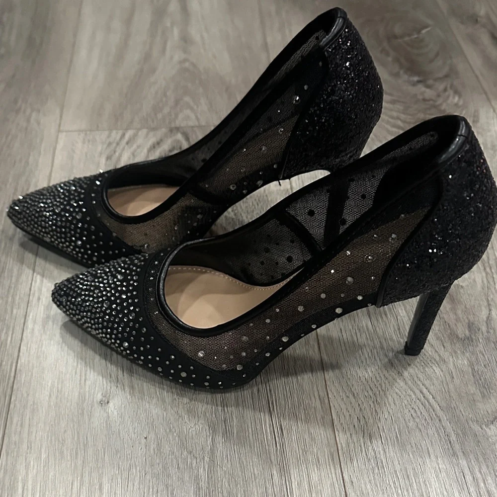 BCBGeneration Black Rhinestone Heels - Picture 4 of 9